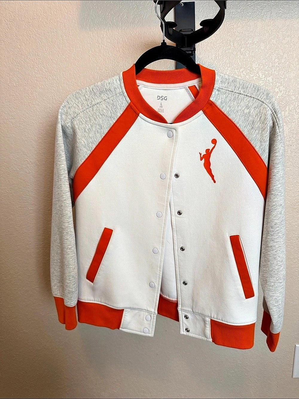 DSG WNBA Varsity Jacket White Orange Size Large Like New